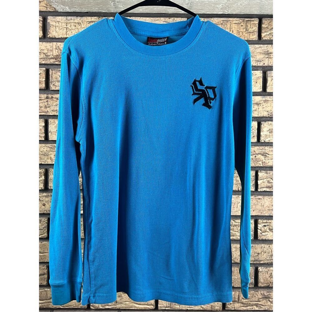 Vintage Y2K Southpole Youth Embroidered Logo Long Sleeve T-Shirt Blue Medium (12